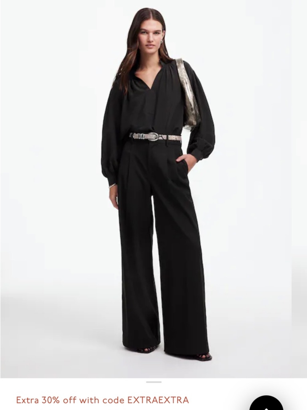 Madewell Petite Harlow Superwide Leg Trouser in Brushed Twill - Picture 4 of 4